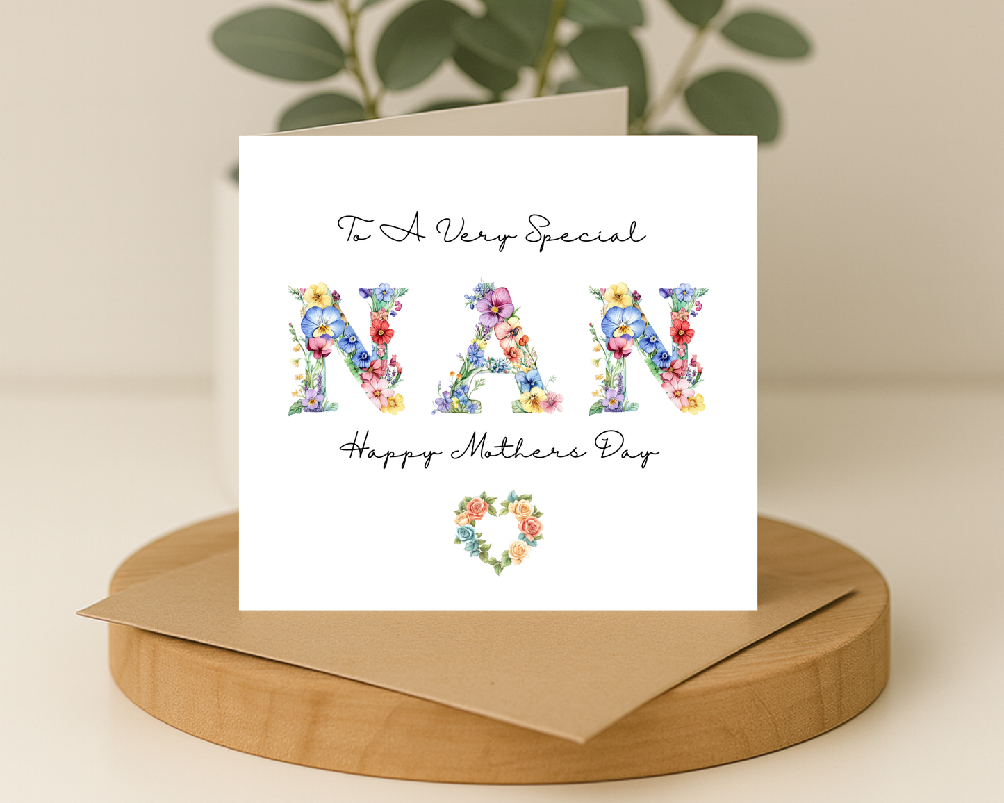 Custom Floral Mother's Day Card, Personalised Keepsake Card for Nan