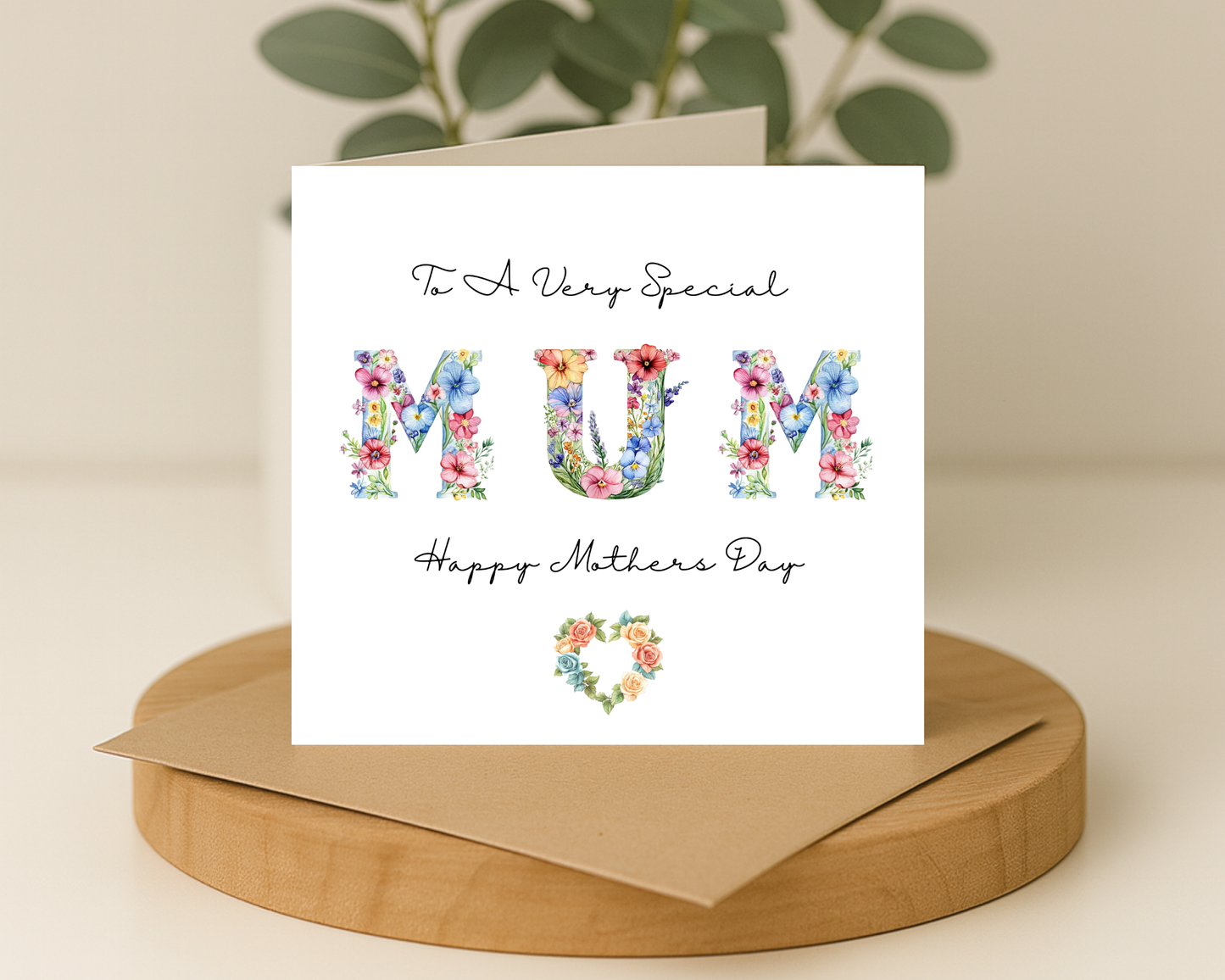 Custom Floral Mother's Day Card, Personalised Keepsake Card for Mum