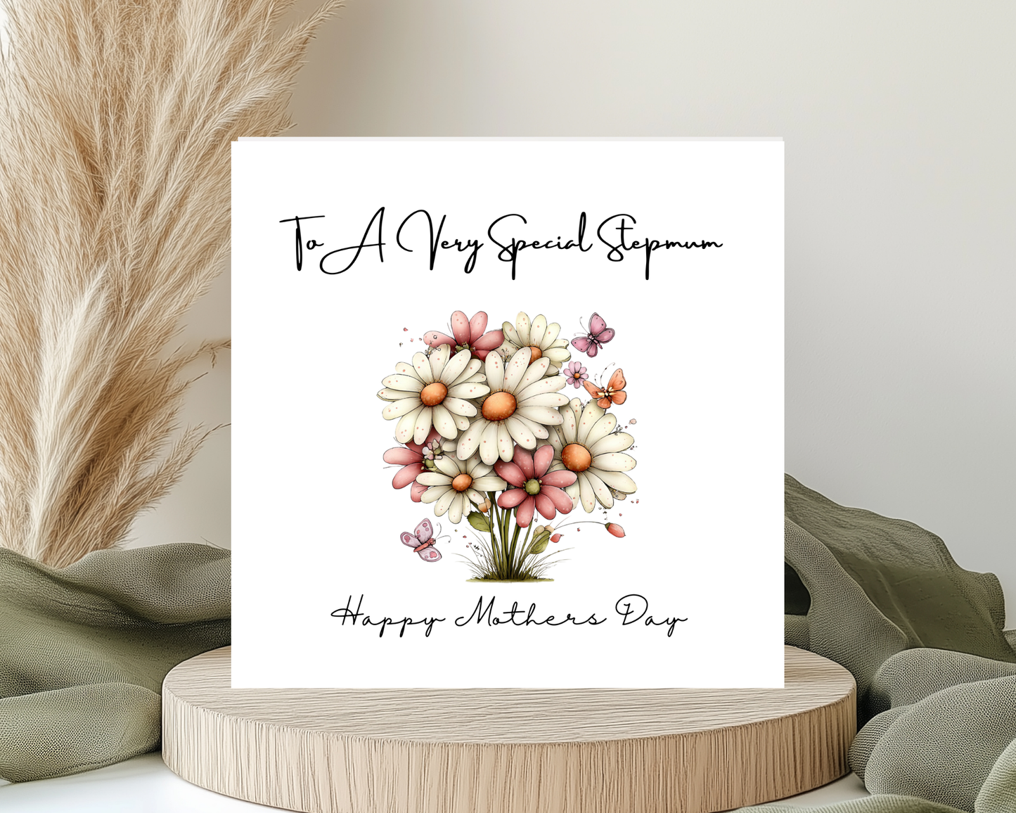 Custom Floral Mother's Day Card, Personalised Card For Your Step Mum