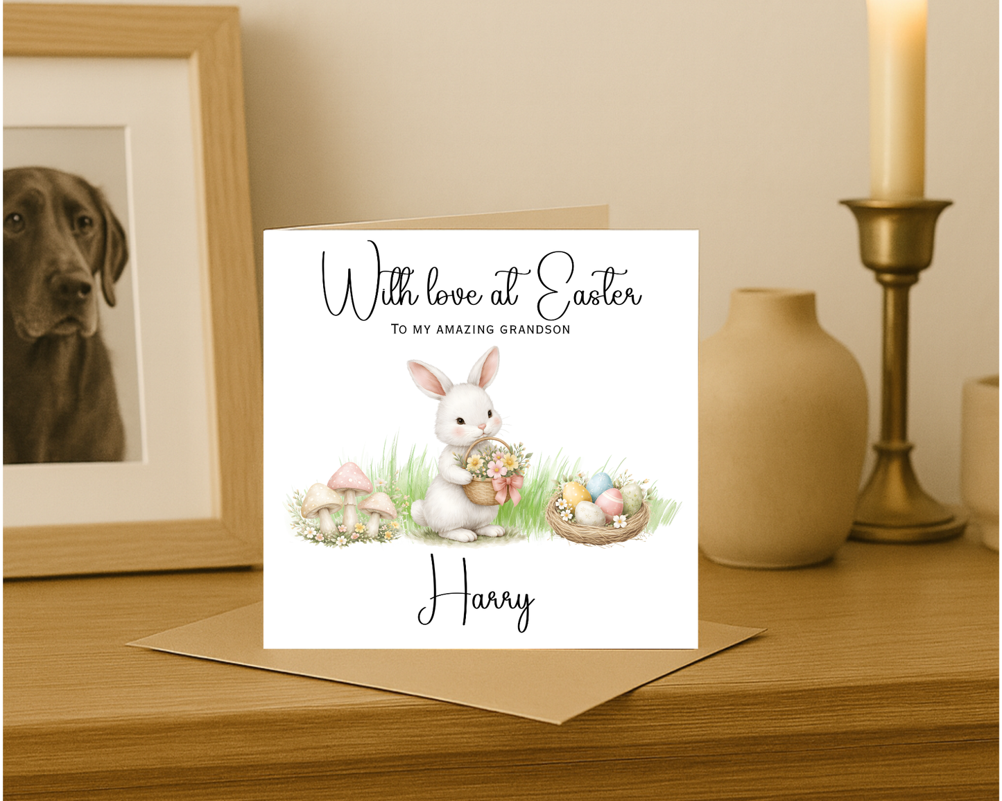 Personalised Rabbit Easter Card | Personalised For Grandson