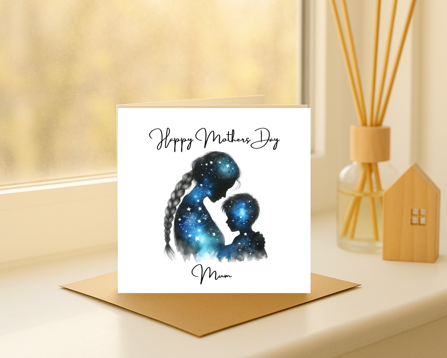 Custom Cosmic Galaxy Mother's Day Card, Personalised Keepsake Card for Mum