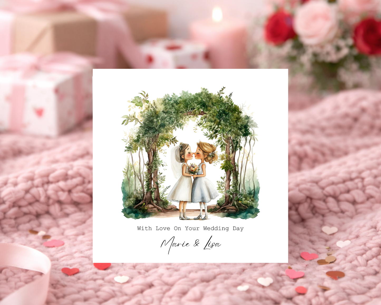 Personalised Cute Lesbian Couple | With Love On Your Wedding Day