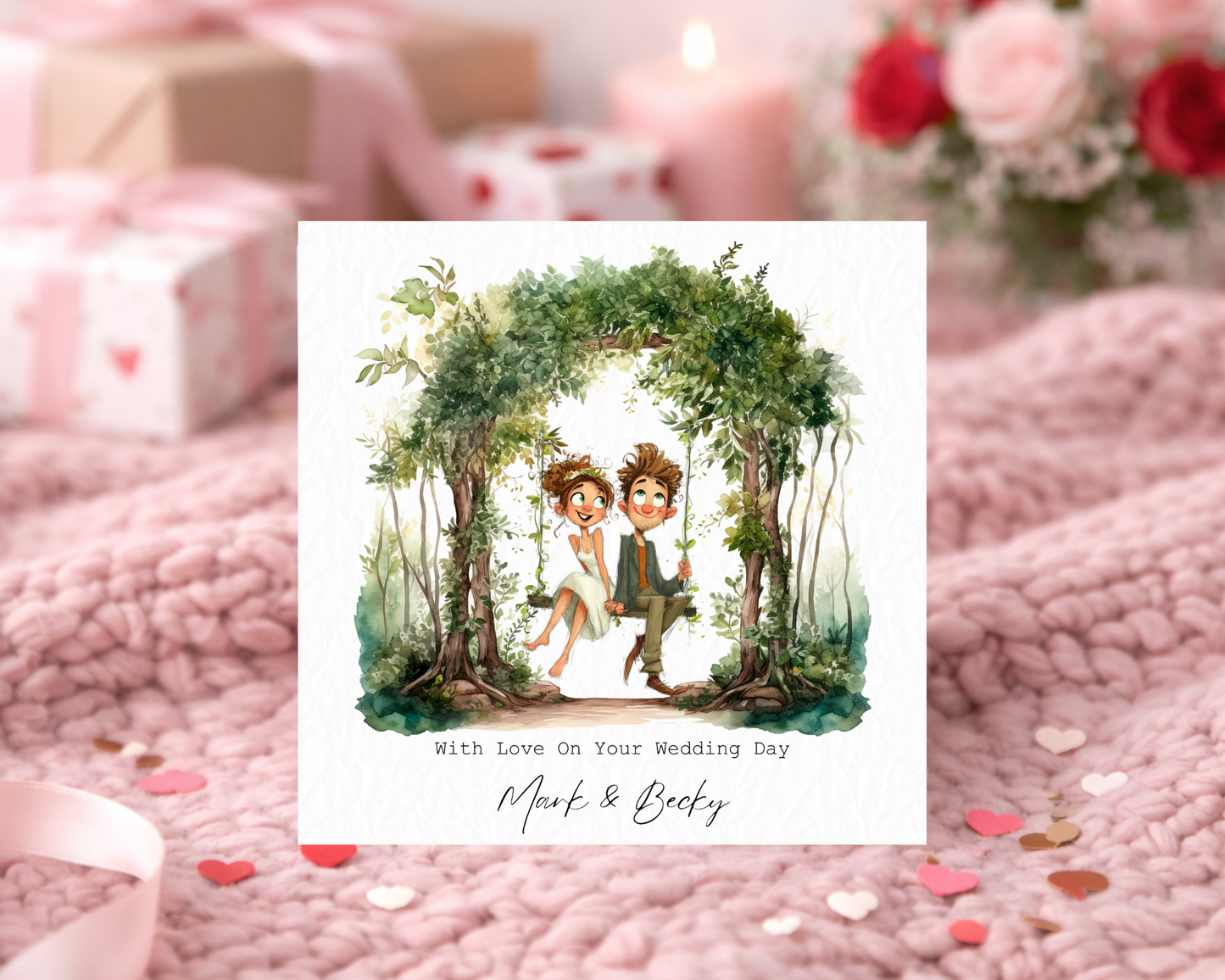 Personalised With Love On Your Wedding Day | Couple Sitting On Tree Swing
