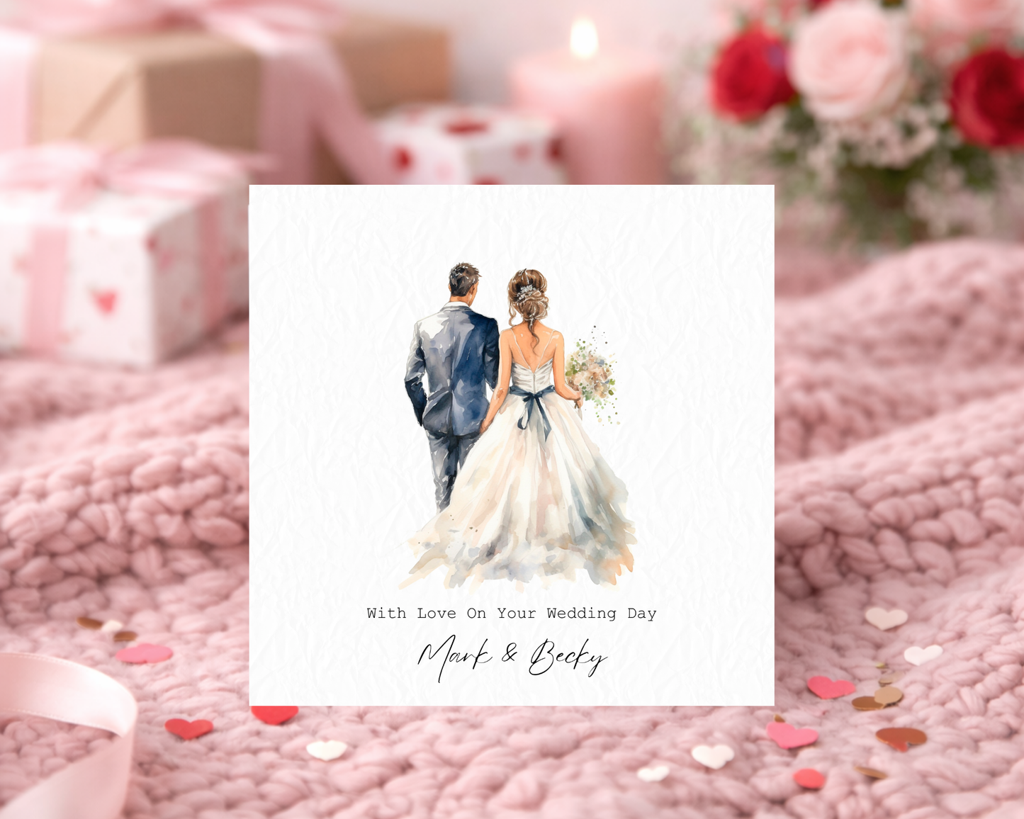 Personalised Water Colour Bride & Groom | With Love On Your Wedding Day