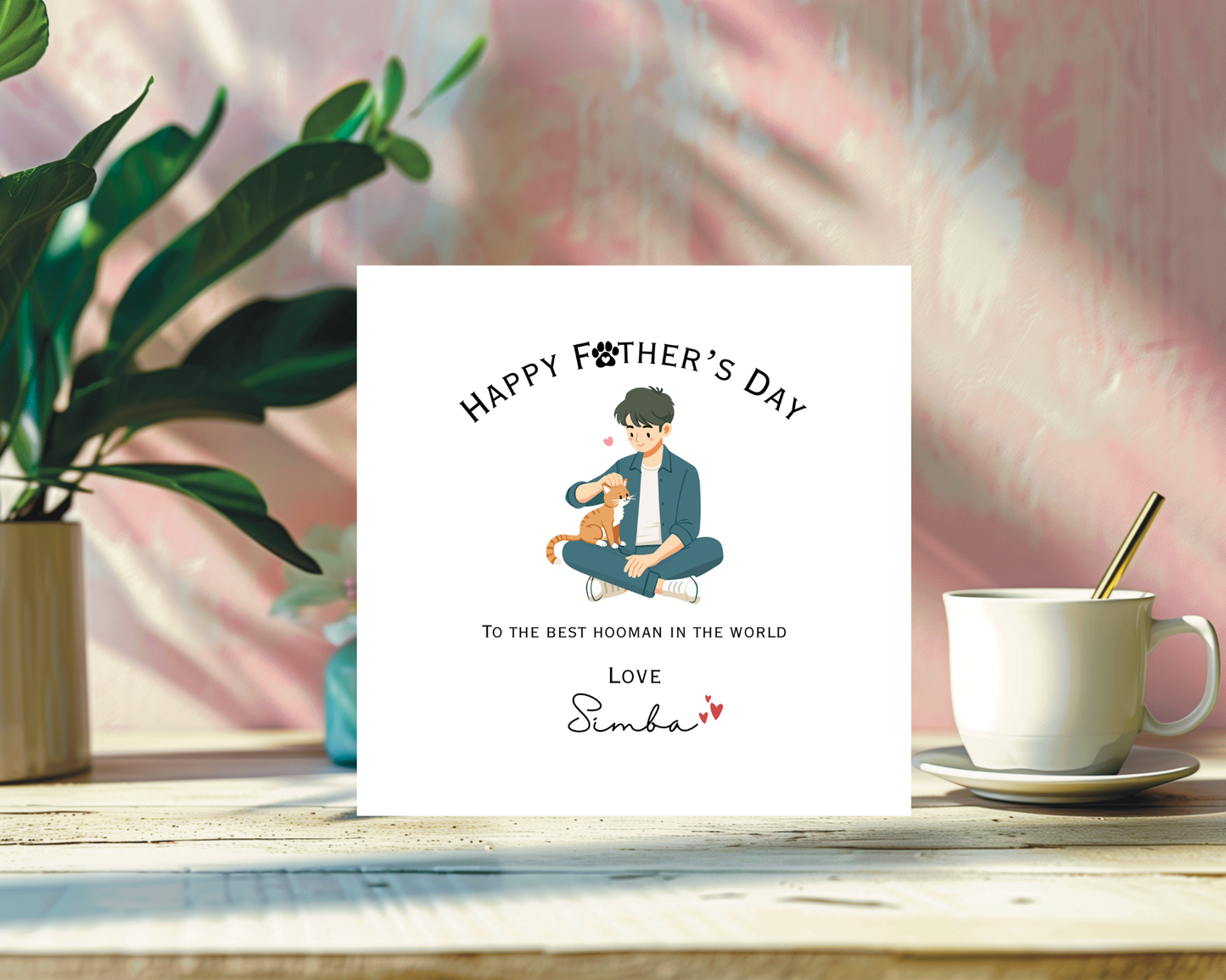 Happy Father's Day Card, Personalised Keepsake Card From Your Cat