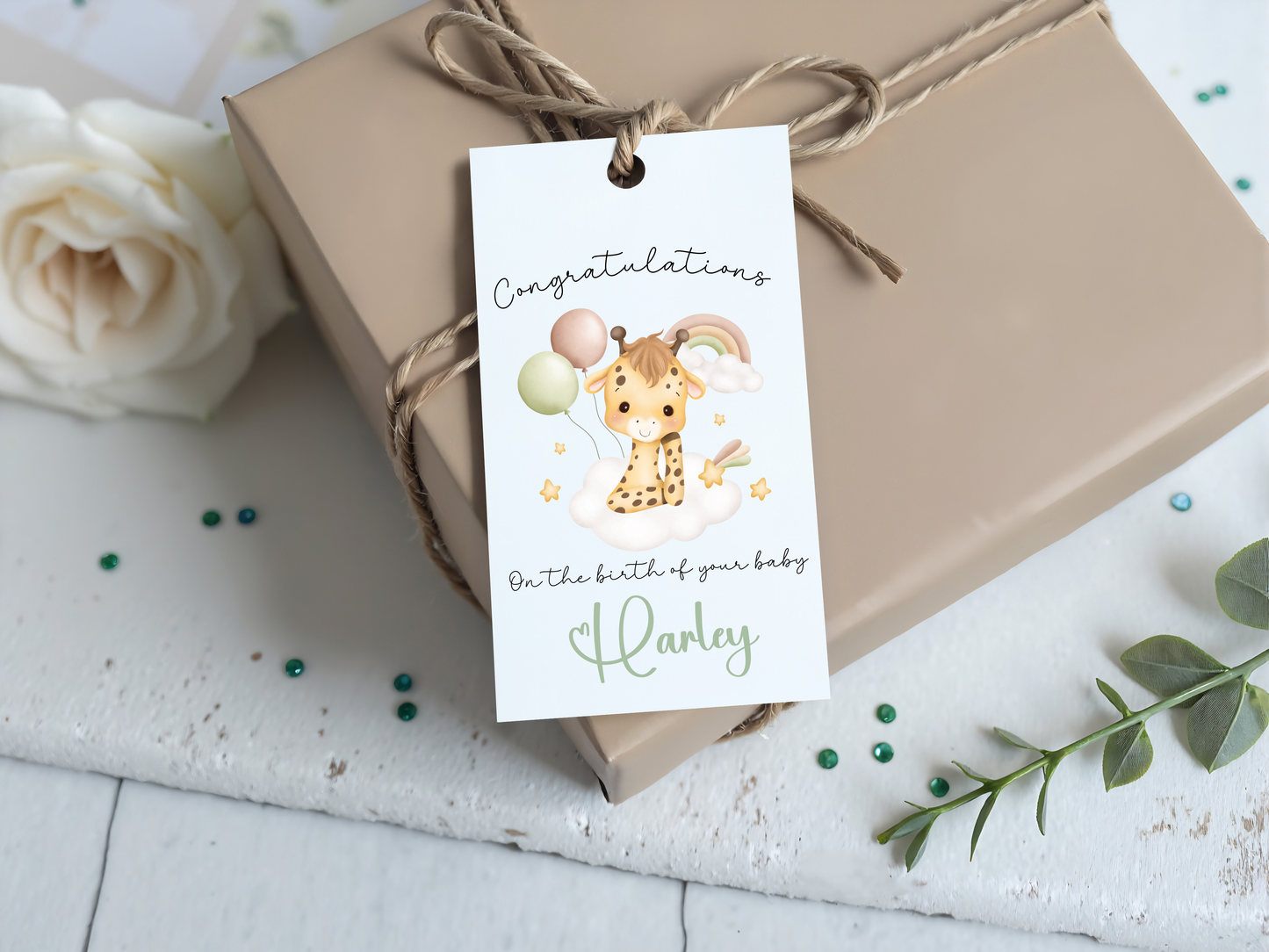 Personalised - Congratulations On The Birth Of Your Baby - Giraffe