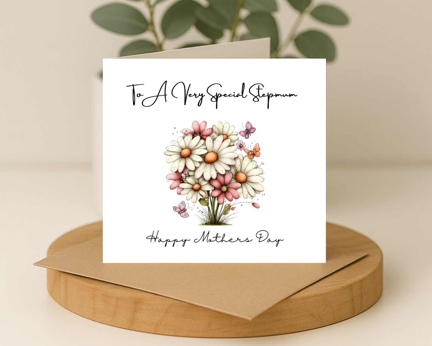 Custom Floral Mother's Day Card, Personalised Card For Your Step Mum