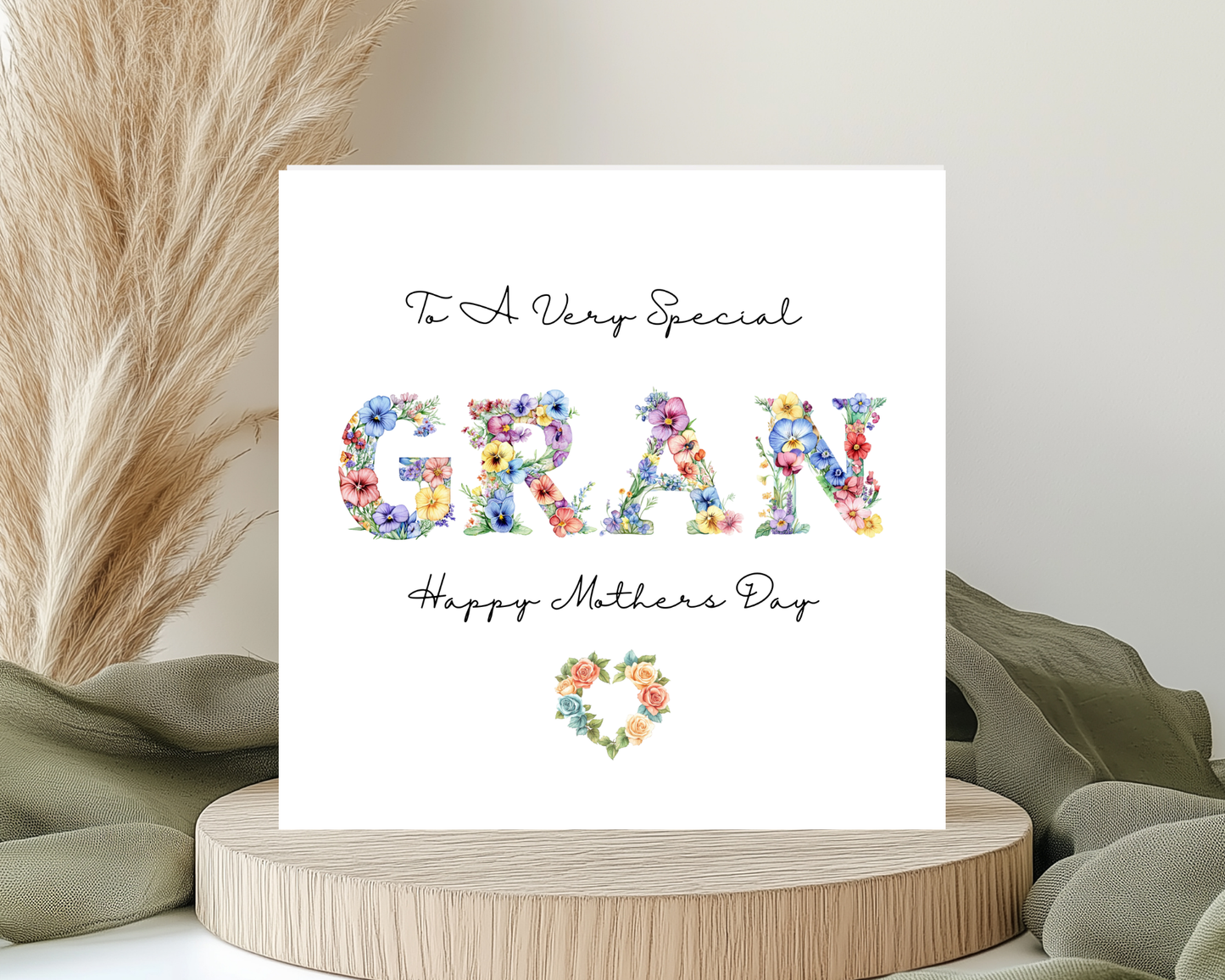 Custom Floral Mother's Day Card, Personalised Keepsake Card for Gran