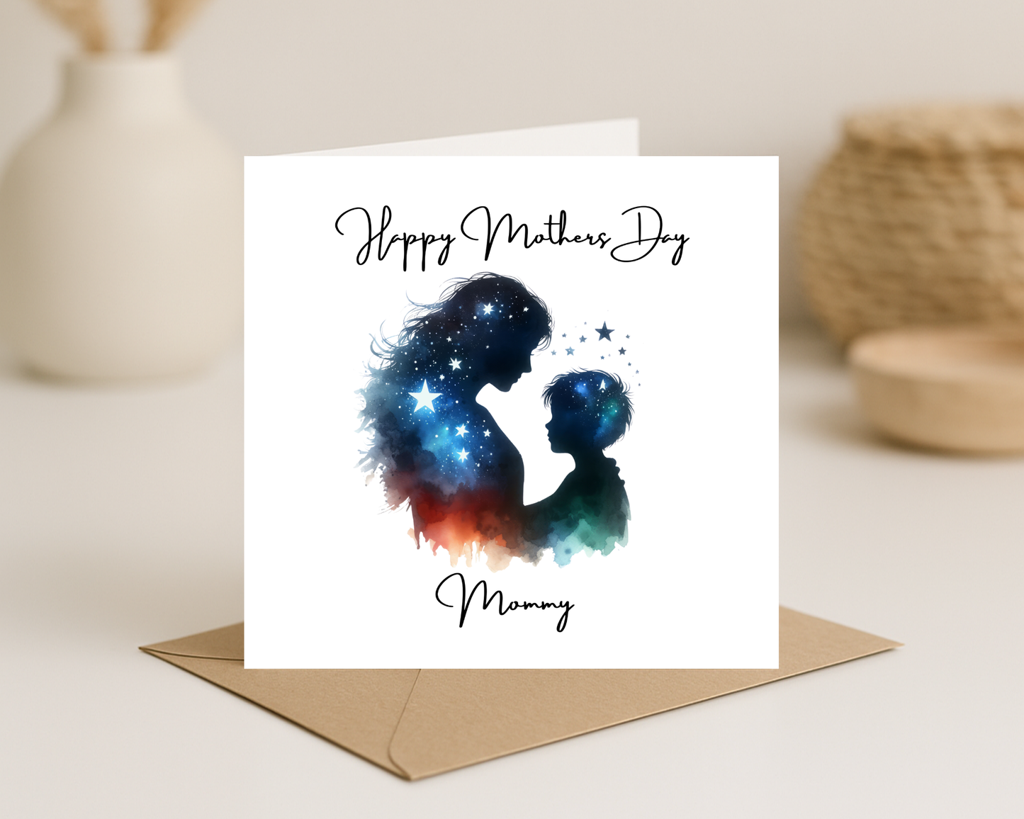 Custom Cosmic Galaxy Mother's Day Card, Personalised Keepsake Card for Mum