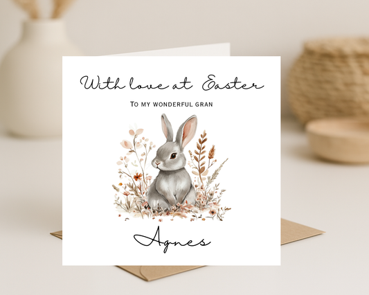 Personalised Rabbit Easter Card | Personalised For Gran