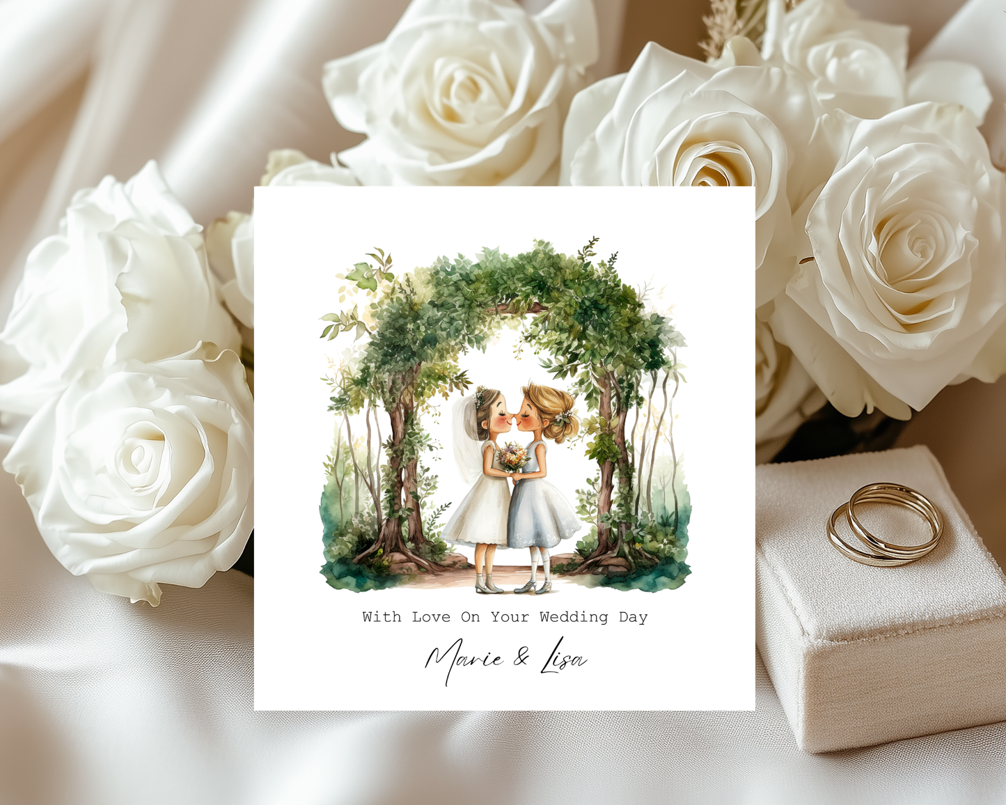 Personalised Cute Lesbian Couple | With Love On Your Wedding Day
