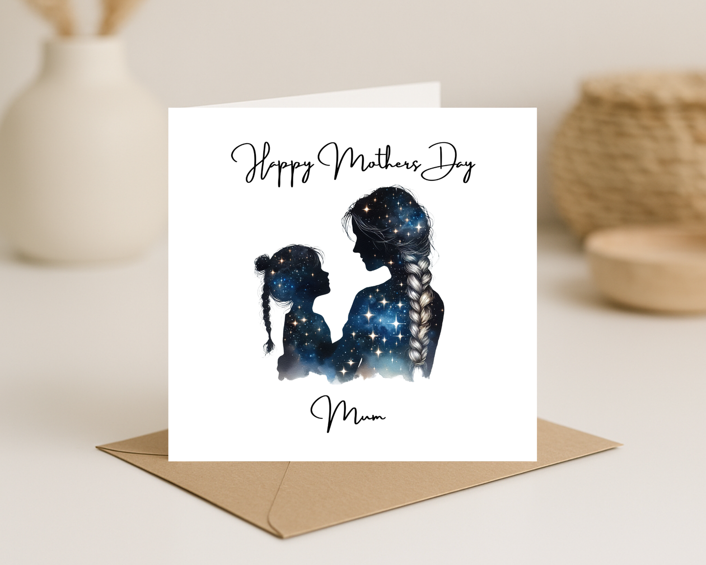 Custom Cosmic Galaxy Mother's Day Card, Personalised Keepsake Card for Mum