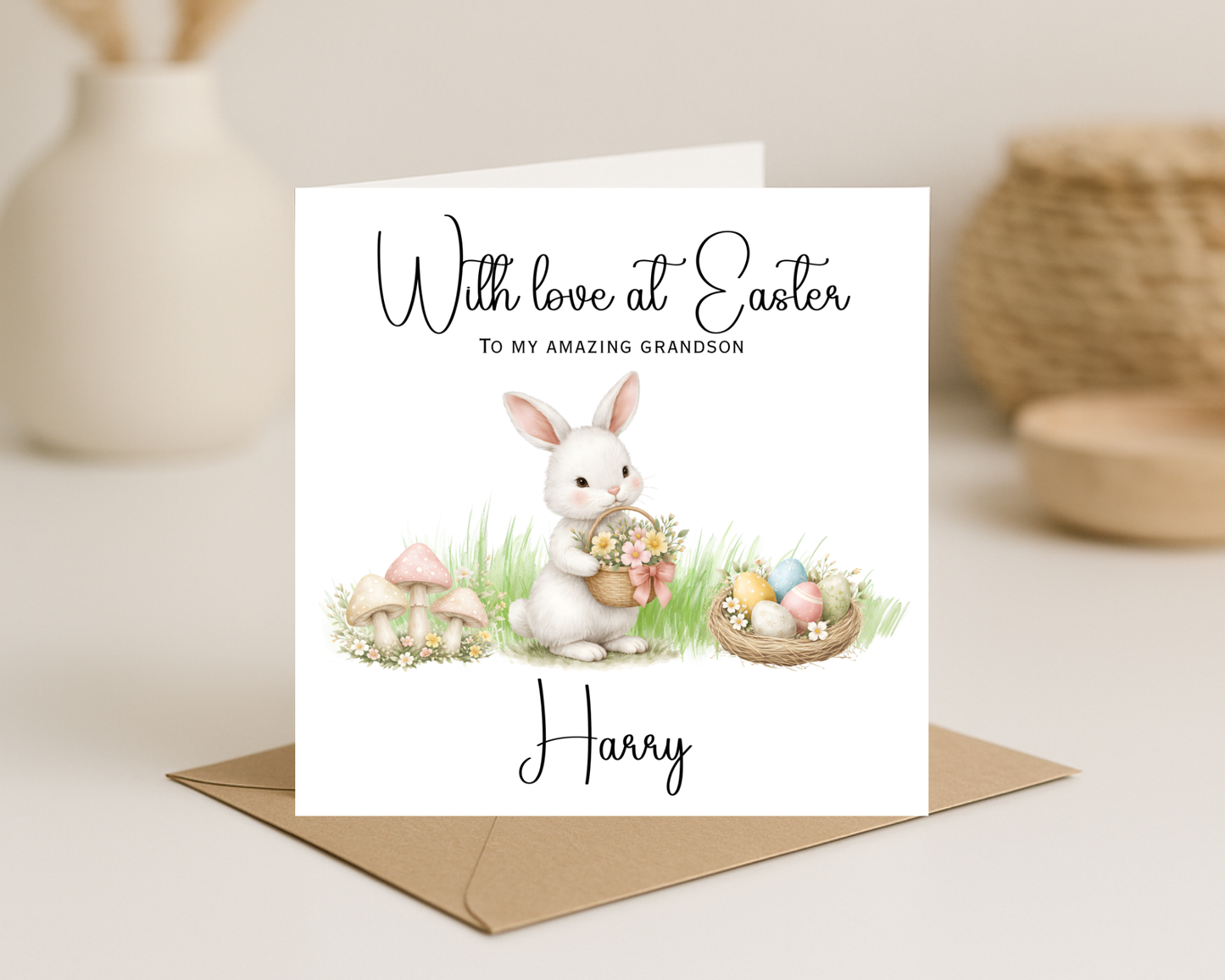 Personalised Rabbit Easter Card | Personalised For Grandson