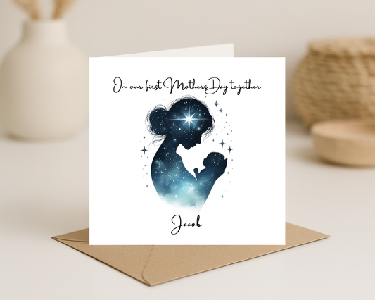 Custom Cosmic Galaxy On Our First Mother's Day Card