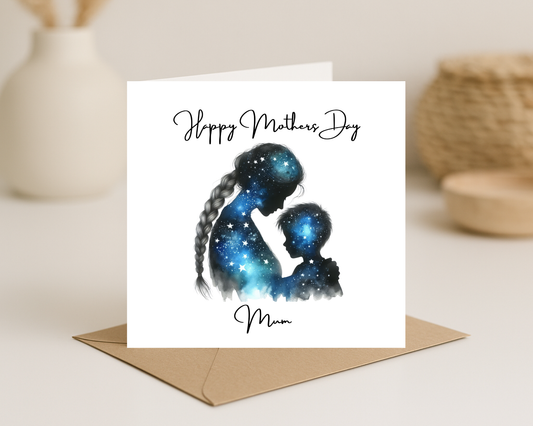 Custom Cosmic Galaxy Mother's Day Card, Personalised Keepsake Card for Mum
