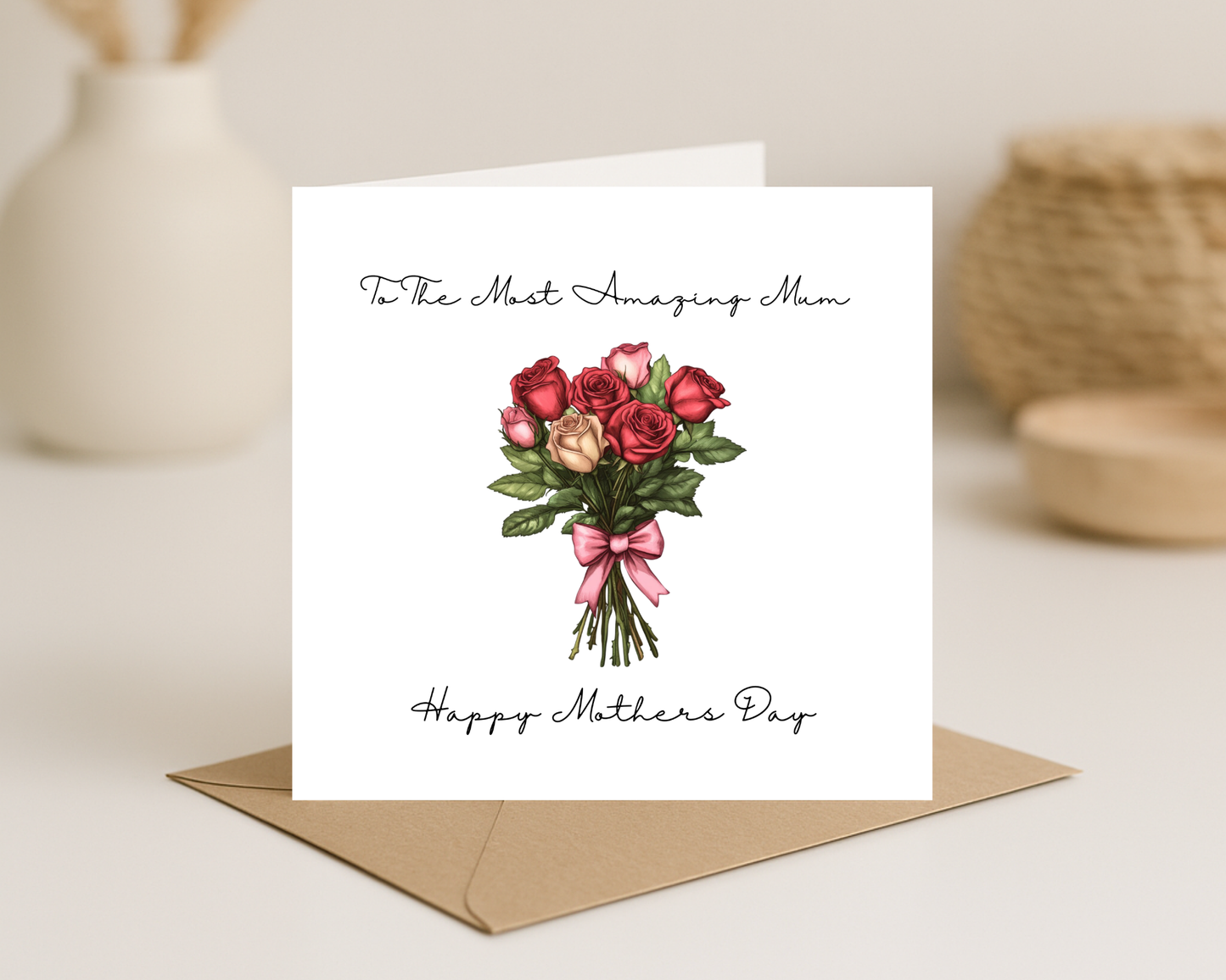 Custom Floral Mother's Day Card, Personalised Keepsake Card for Mum