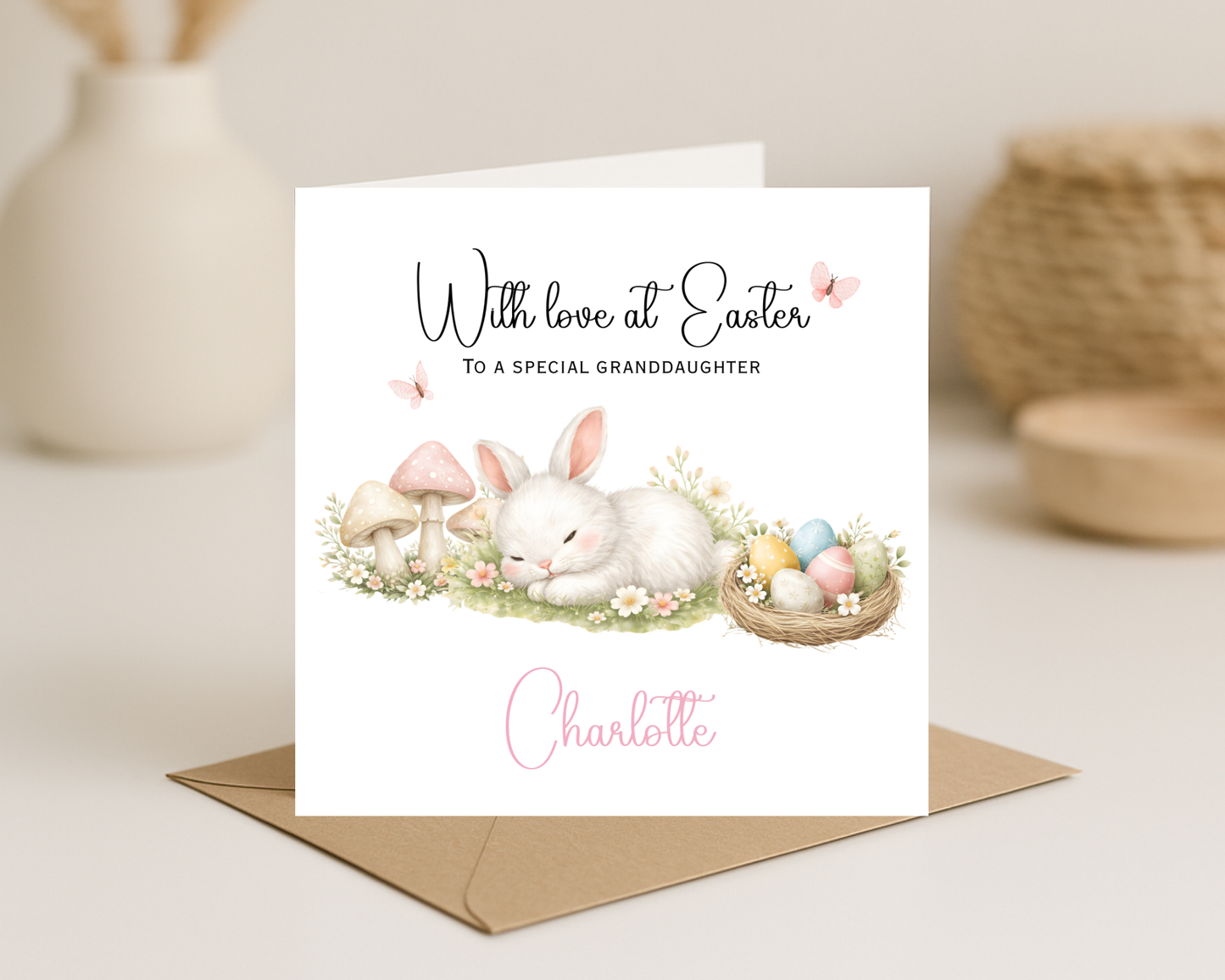 Personalised Rabbit Easter Card | Personalised For Granddaughter