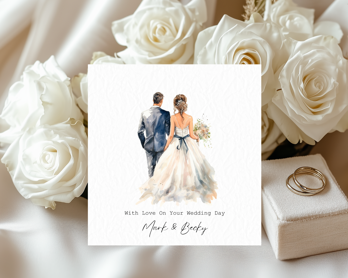 Personalised Water Colour Bride & Groom | With Love On Your Wedding Day