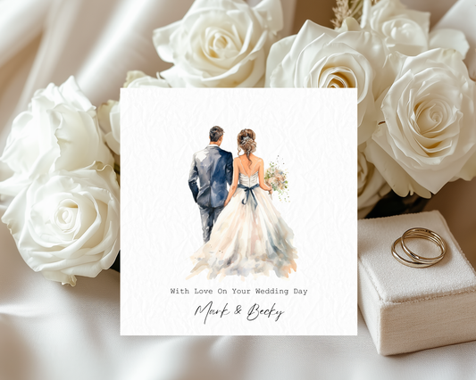 Personalised Water Colour Bride & Groom | With Love On Your Wedding Day