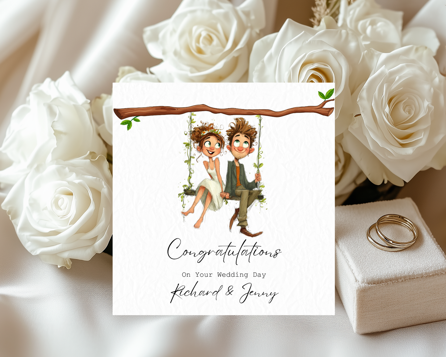 Personalised With Love On Your Wedding Day | Couple Sitting On Tree Branch Swing