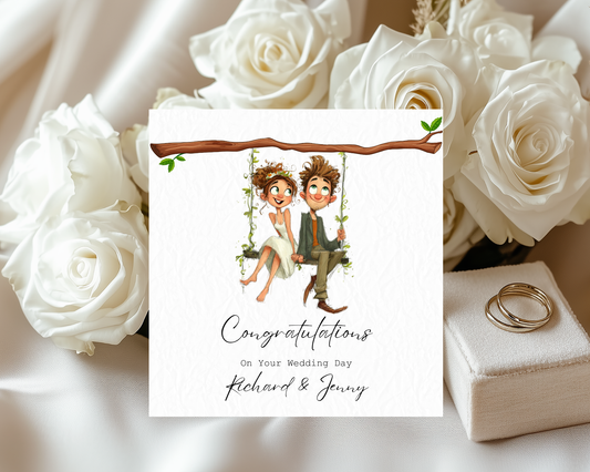 Personalised With Love On Your Wedding Day | Couple Sitting On Tree Branch Swing