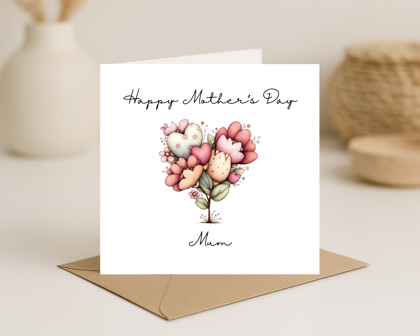 Custom Floral Mother's Day Card, Personalised Keepsake Card for Mum