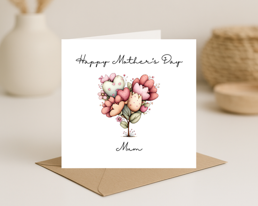 Custom Floral Mother's Day Card, Personalised Keepsake Card for Mum