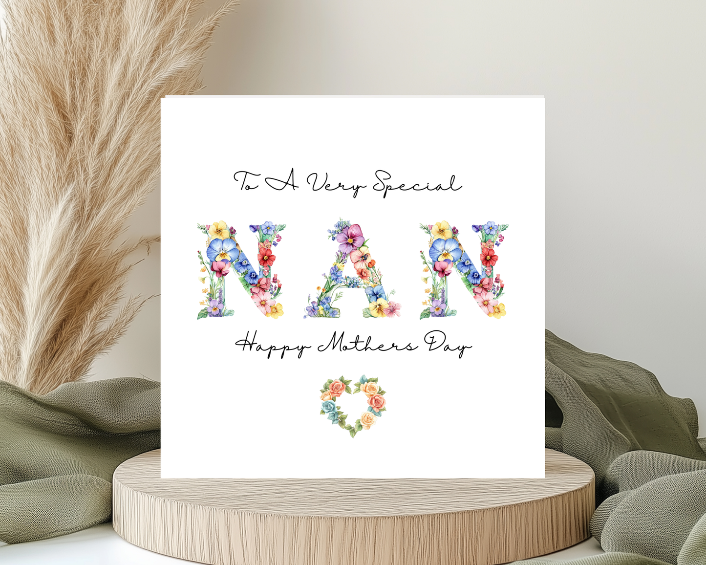 Custom Floral Mother's Day Card, Personalised Keepsake Card for Nan