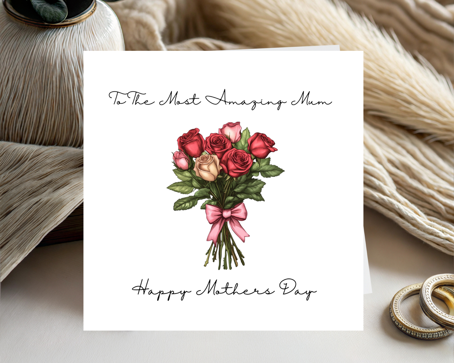 Custom Floral Mother's Day Card, Personalised Keepsake Card for Mum