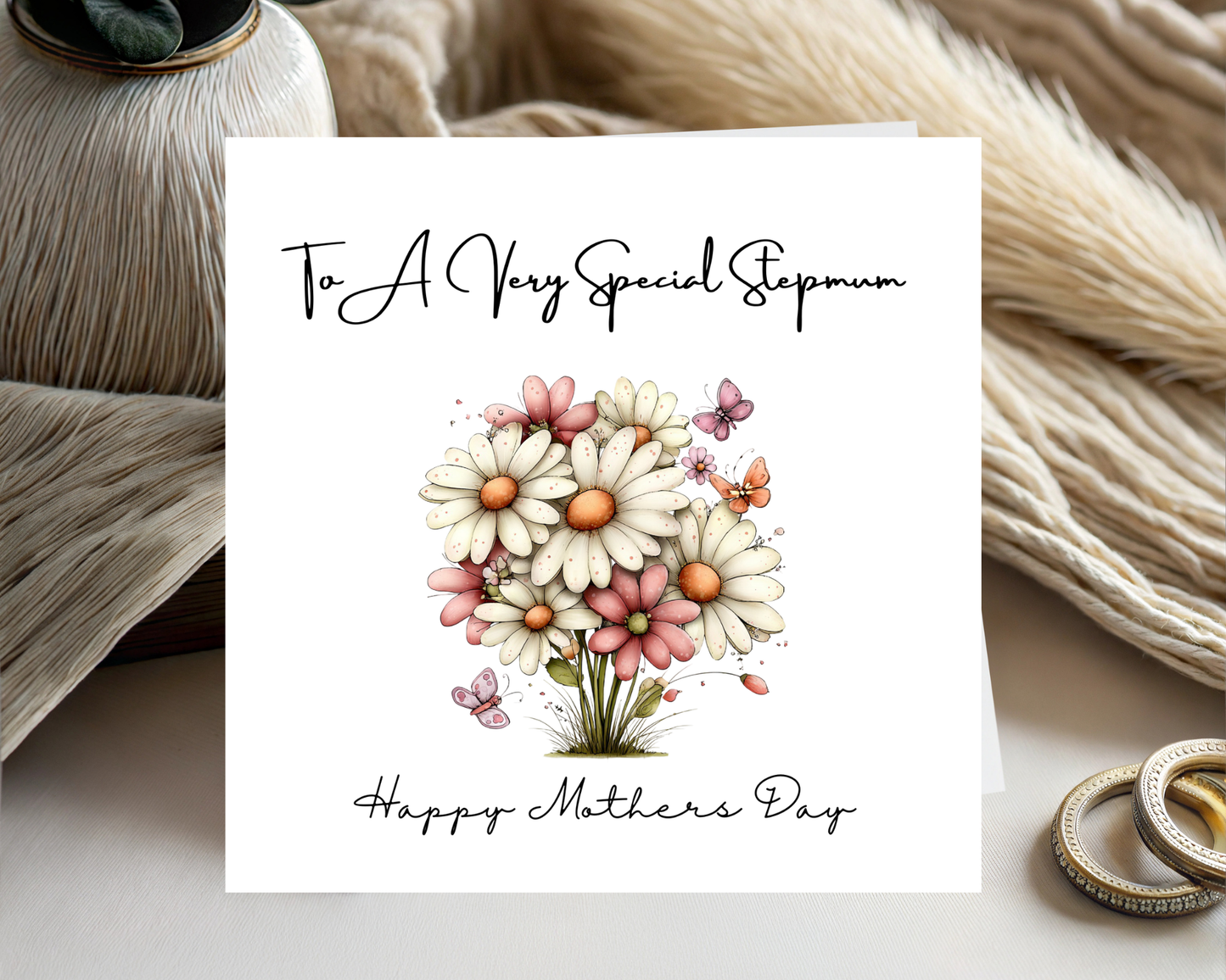 Custom Floral Mother's Day Card, Personalised Card For Your Step Mum