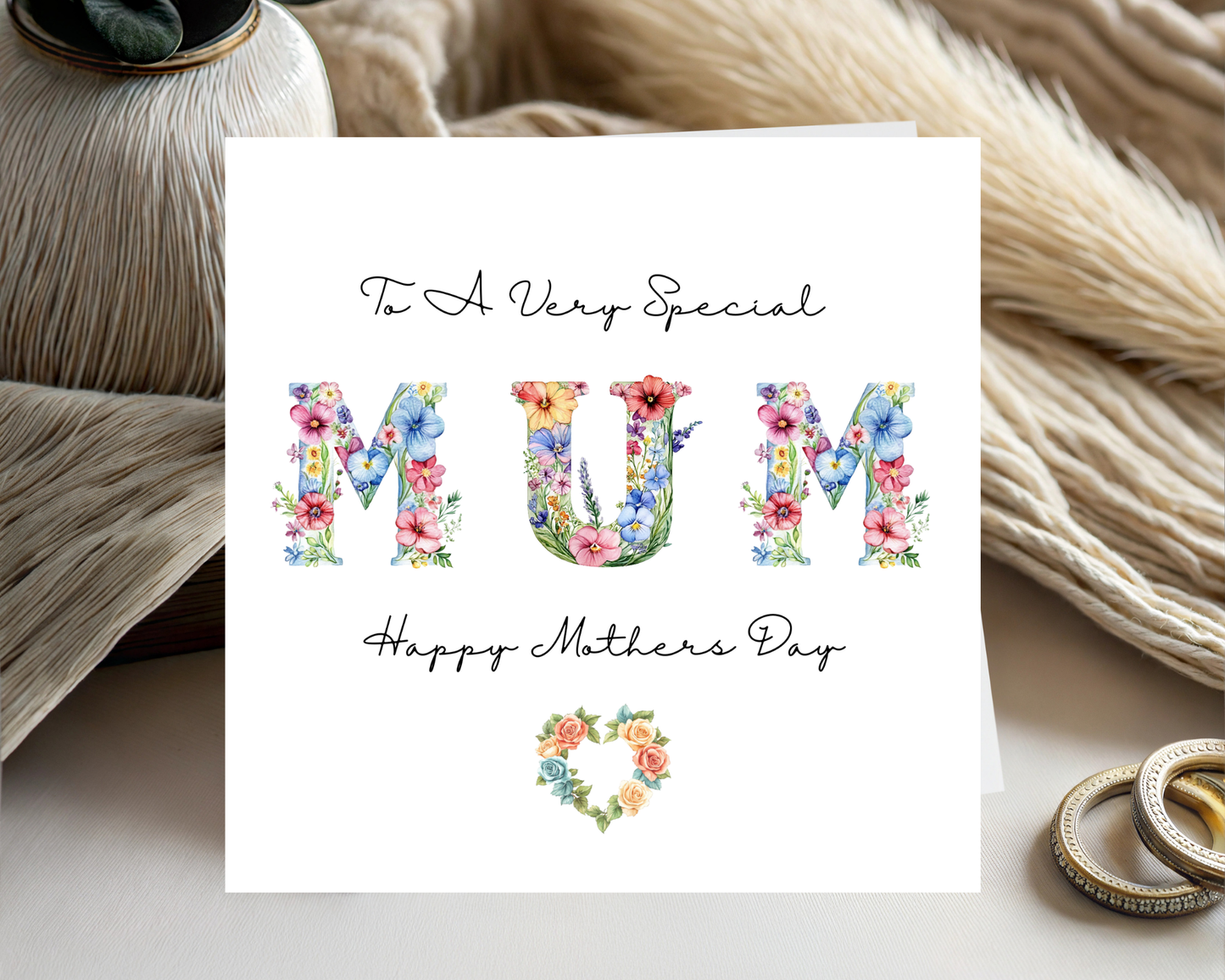 Custom Floral Mother's Day Card, Personalised Keepsake Card for Mum