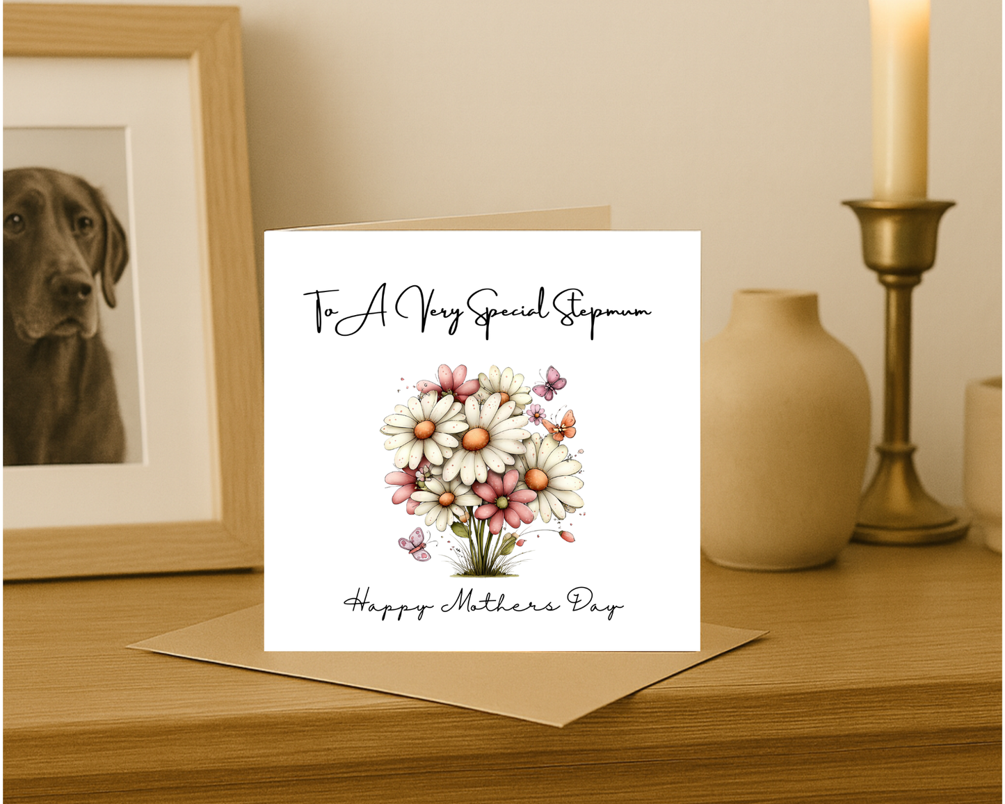 Custom Floral Mother's Day Card, Personalised Card For Your Step Mum