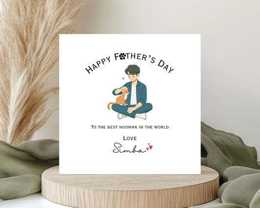 Happy Father's Day Card, Personalised Keepsake Card From Your Cat