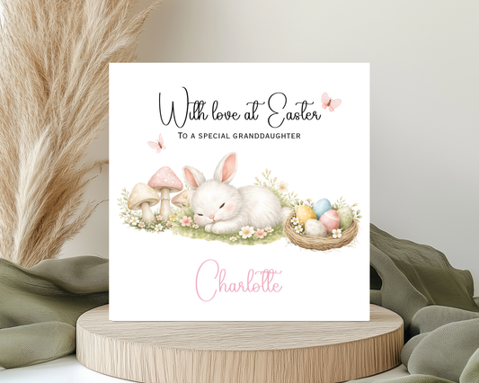 Personalised Rabbit Easter Card | Personalised For Granddaughter