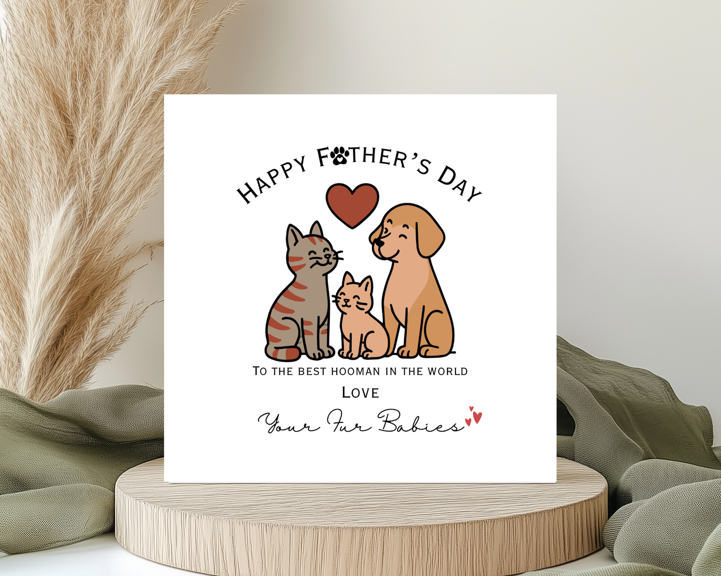 Happy Father's Day Card, Personalised Keepsake Card From Your Cat & Dog