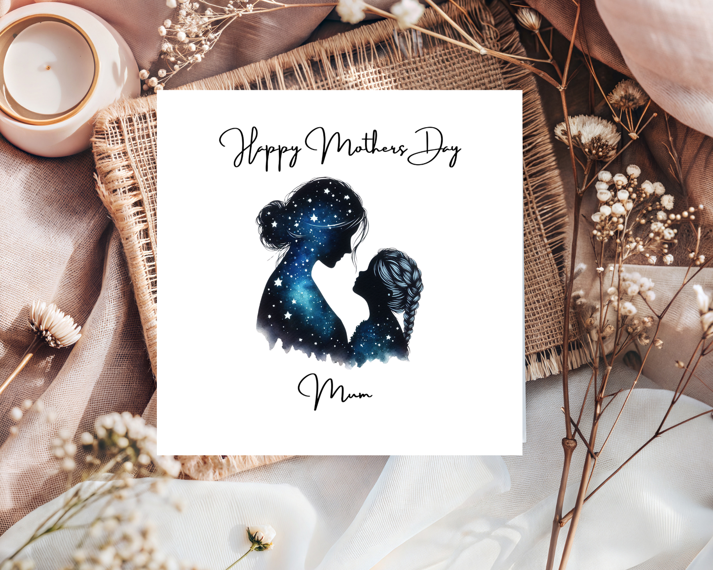 Custom Cosmic Galaxy Mother's Day Card, Personalised Keepsake Card for Mum
