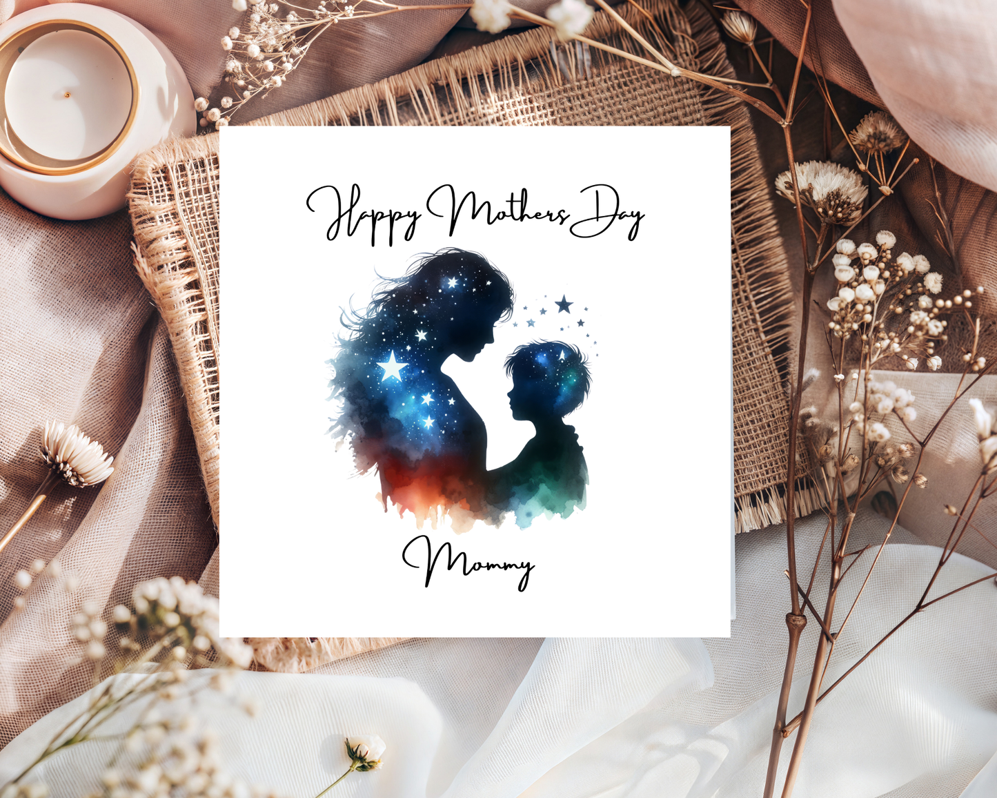 Custom Cosmic Galaxy Mother's Day Card, Personalised Keepsake Card for Mum