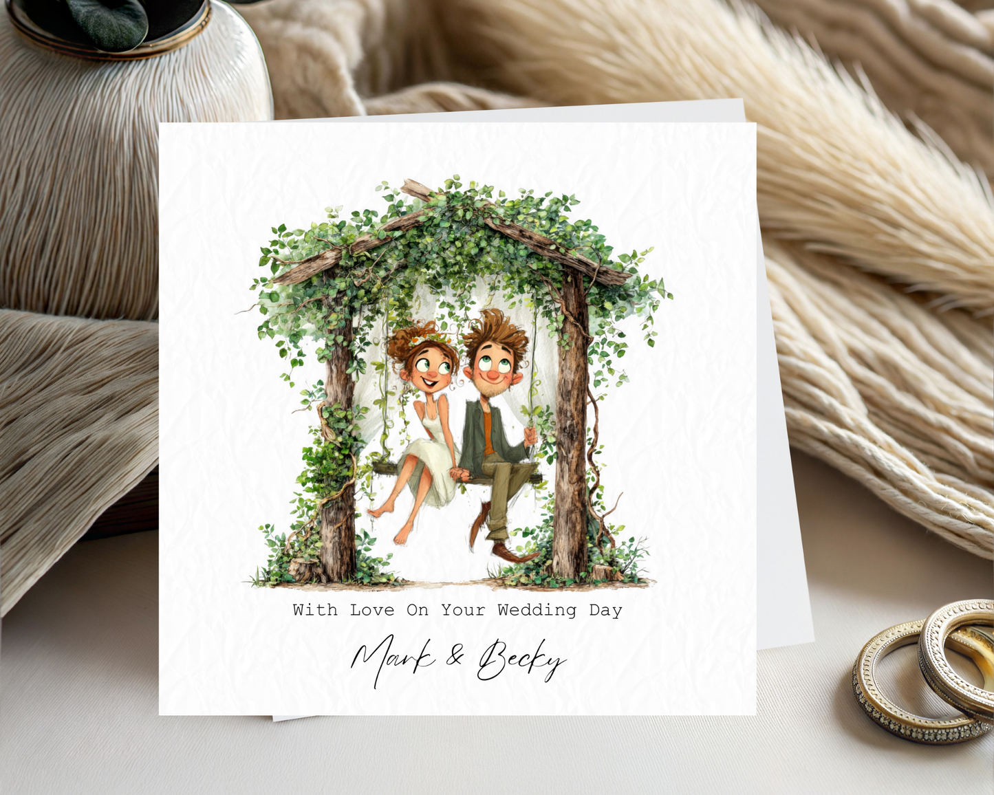 Personalised With Love On Your Wedding Day | Couple Sitting On Tree Swing
