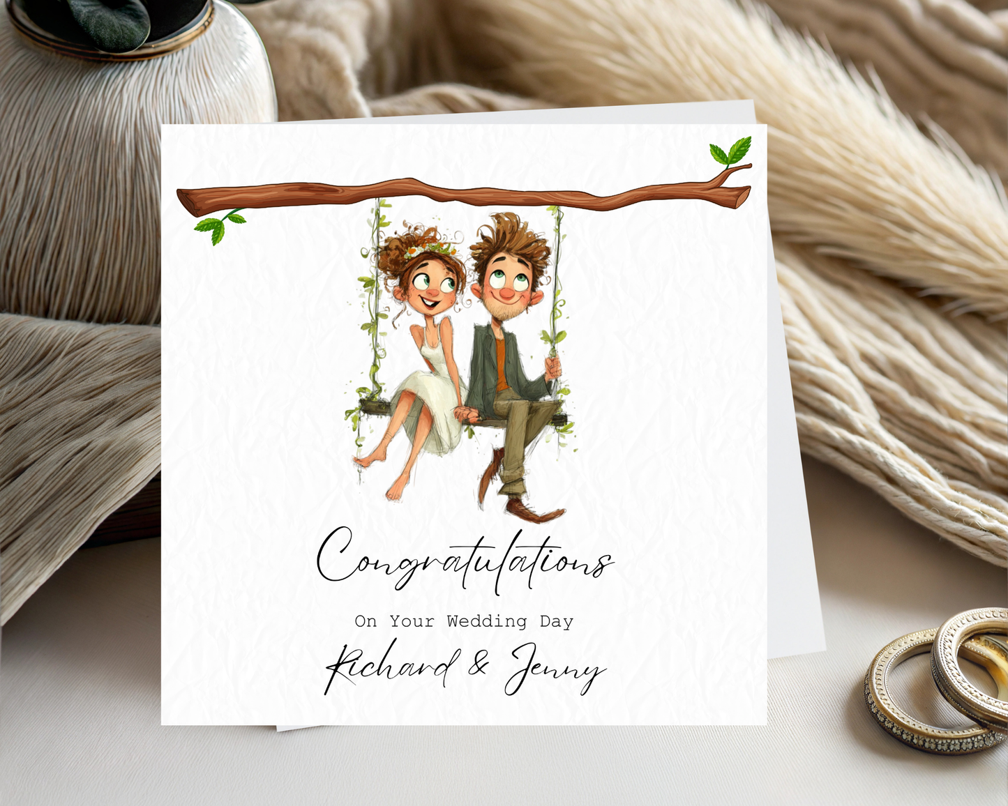 Personalised With Love On Your Wedding Day | Couple Sitting On Tree Branch Swing