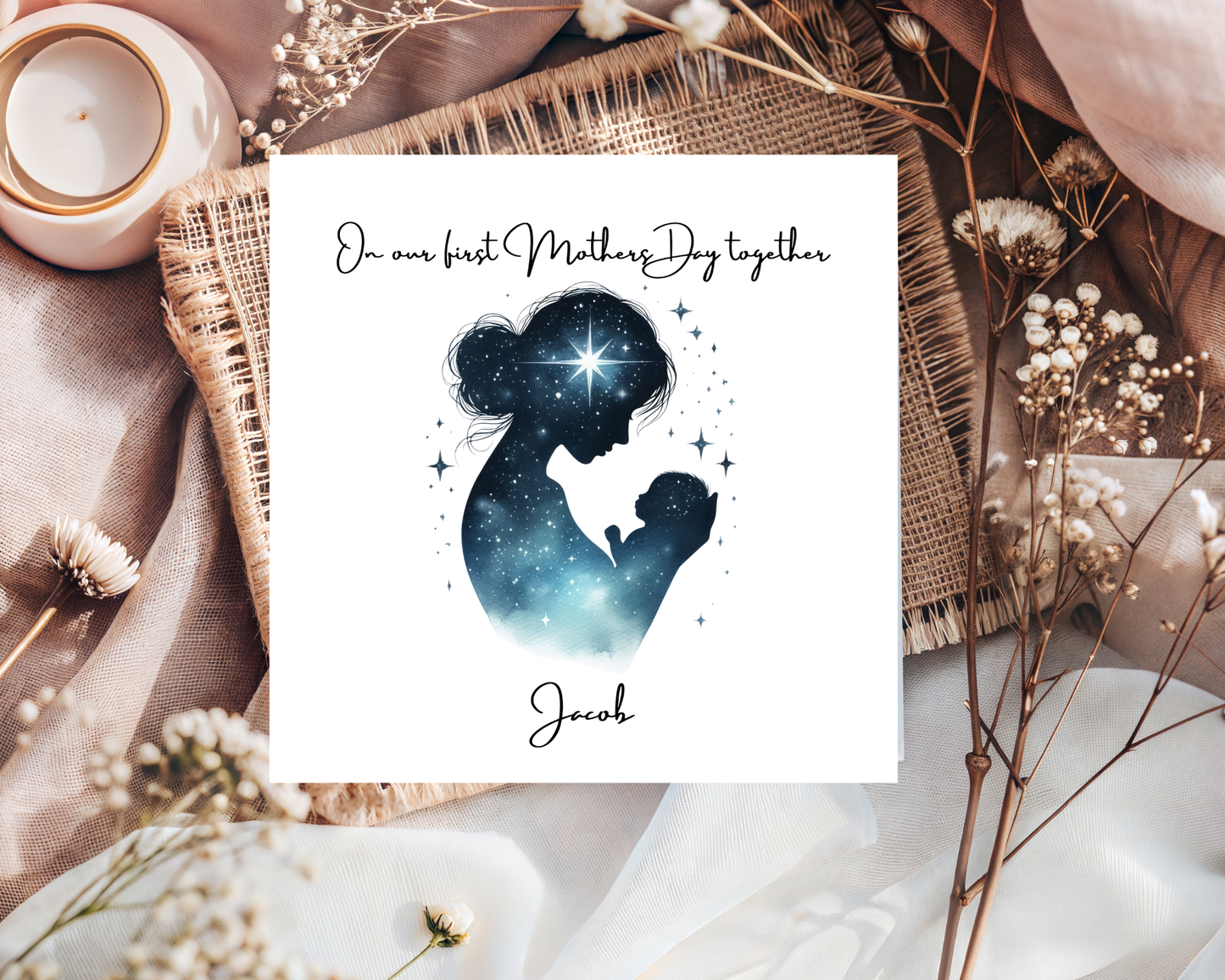 Custom Cosmic Galaxy On Our First Mother's Day Card