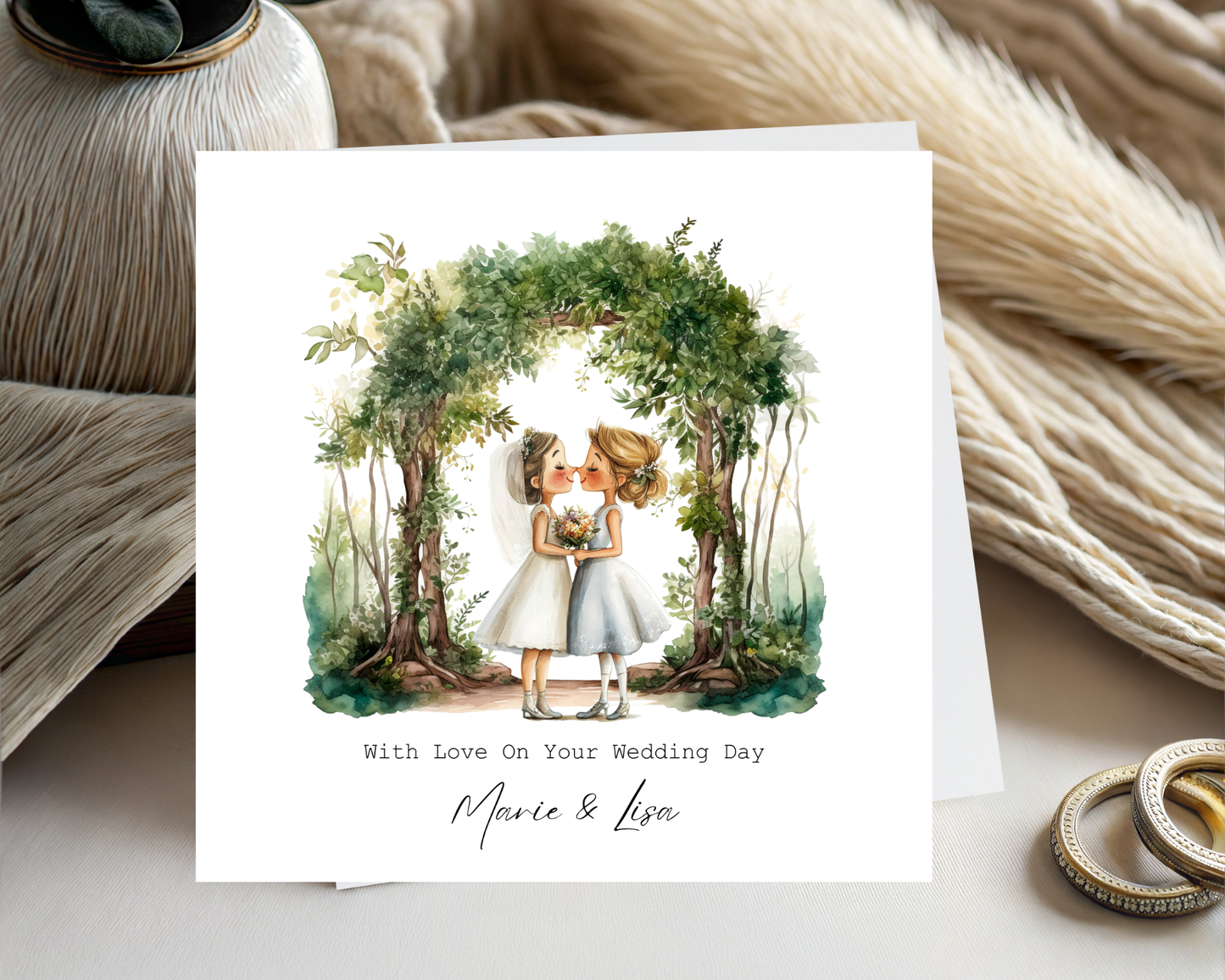 Personalised Cute Lesbian Couple | With Love On Your Wedding Day