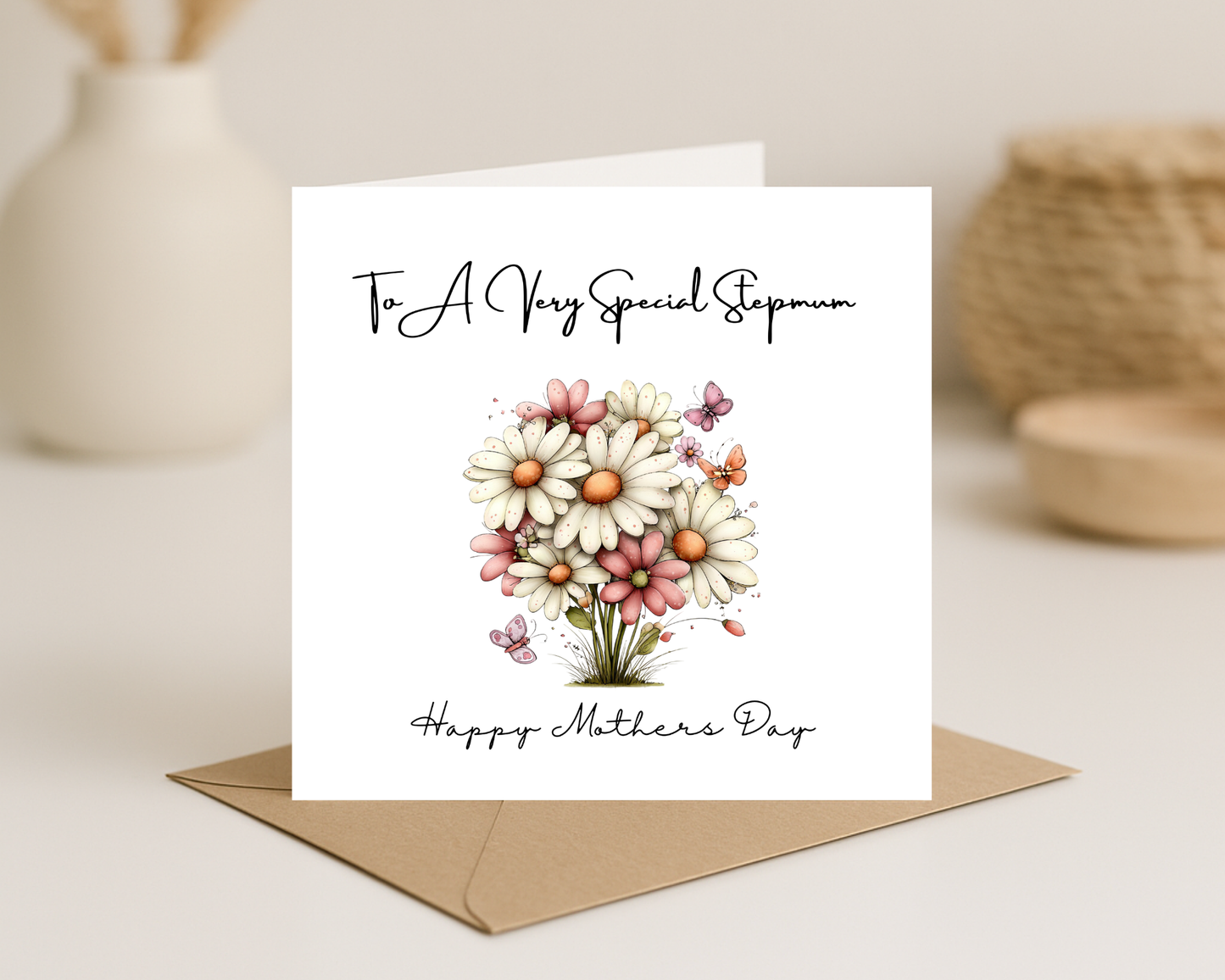 Custom Floral Mother's Day Card, Personalised Card For Your Step Mum