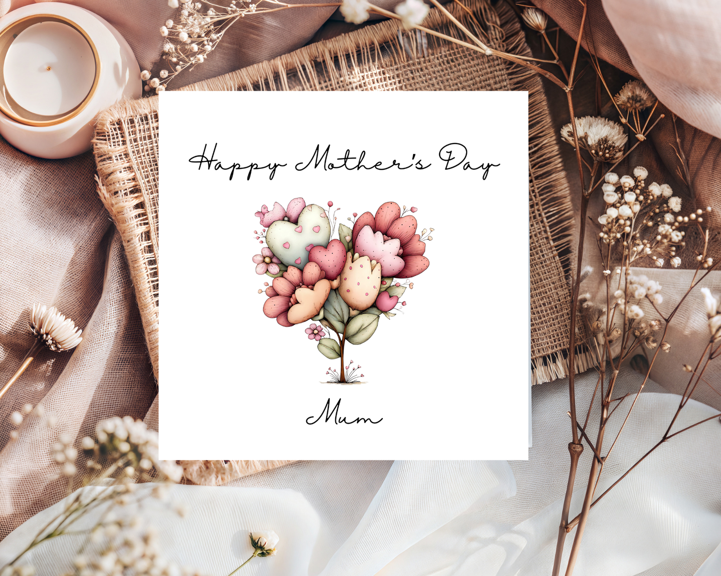 Custom Floral Mother's Day Card, Personalised Keepsake Card for Mum