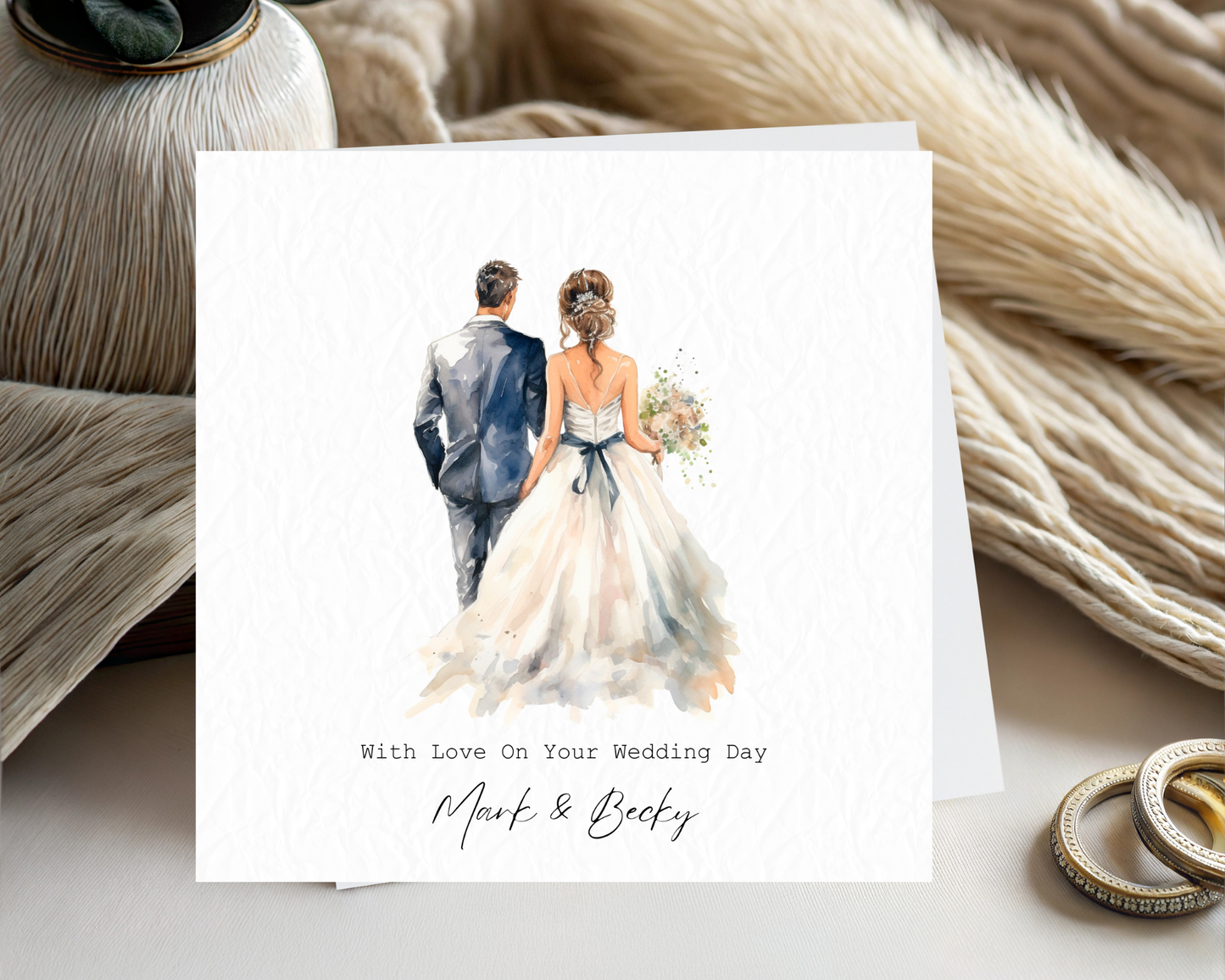 Personalised Water Colour Bride & Groom | With Love On Your Wedding Day
