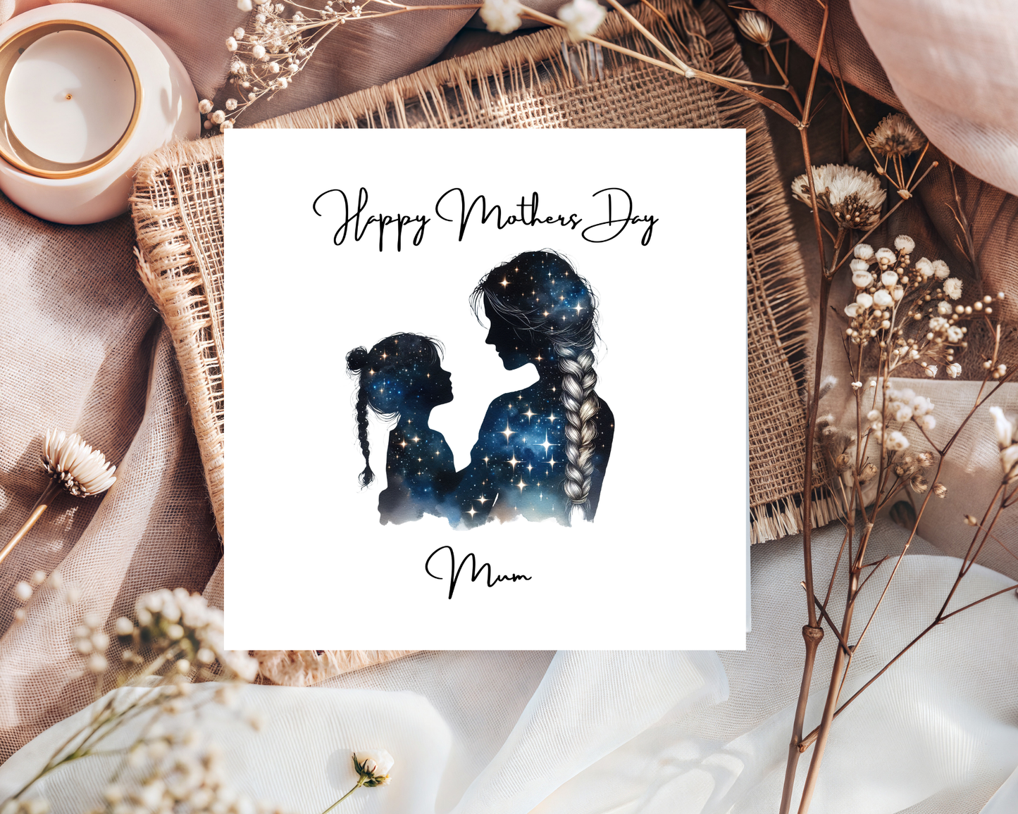 Custom Cosmic Galaxy Mother's Day Card, Personalised Keepsake Card for Mum