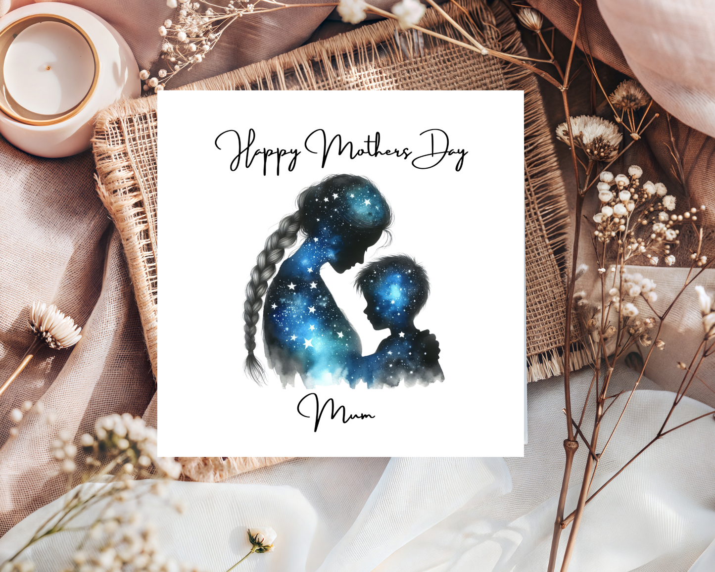 Custom Cosmic Galaxy Mother's Day Card, Personalised Keepsake Card for Mum