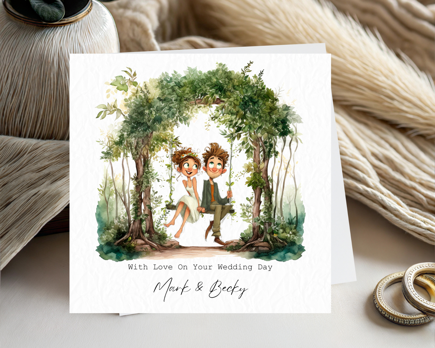 Personalised With Love On Your Wedding Day | Couple Sitting On Tree Swing