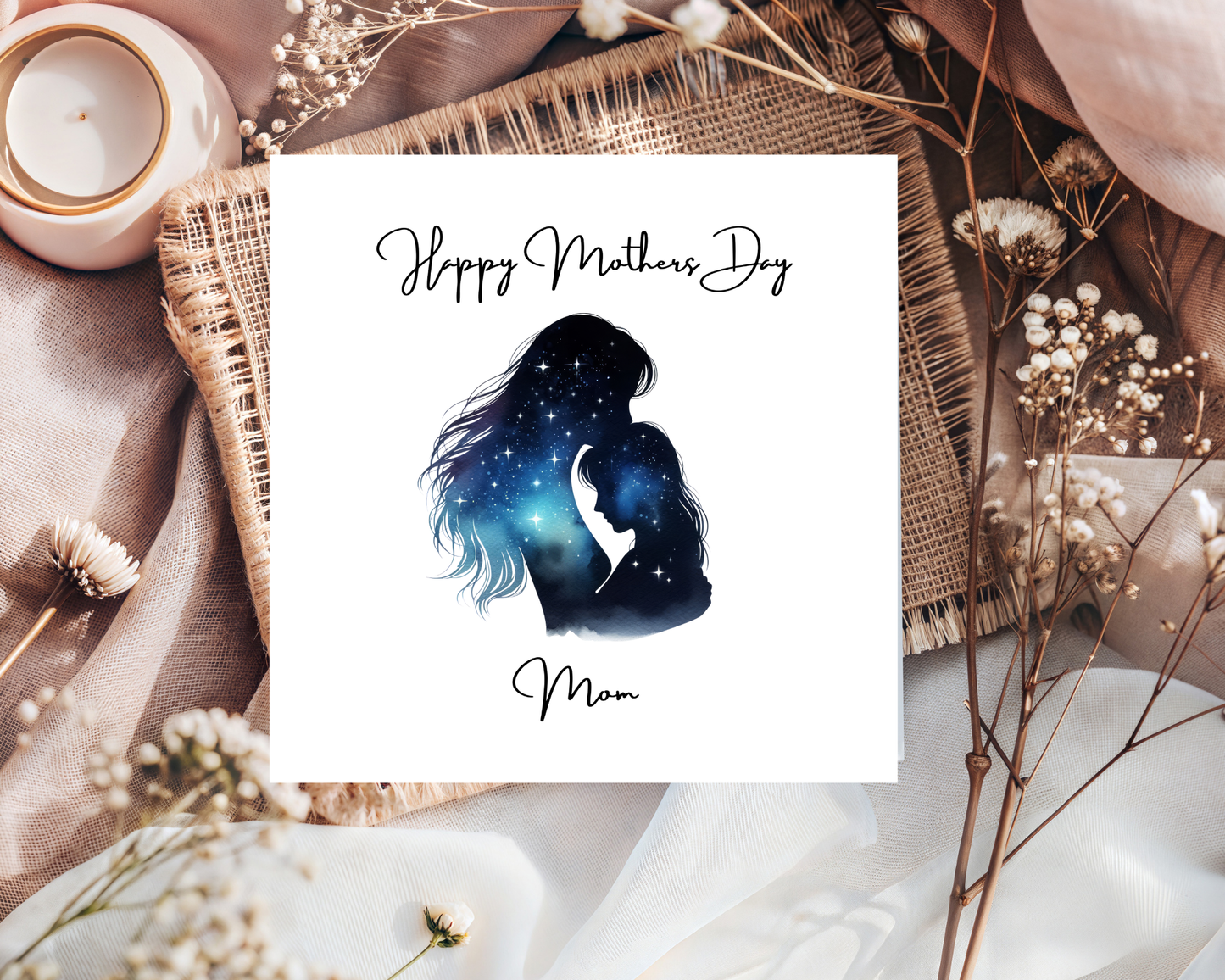 Custom Cosmic Galaxy Mother's Day Card, Personalised Keepsake Card for Mum