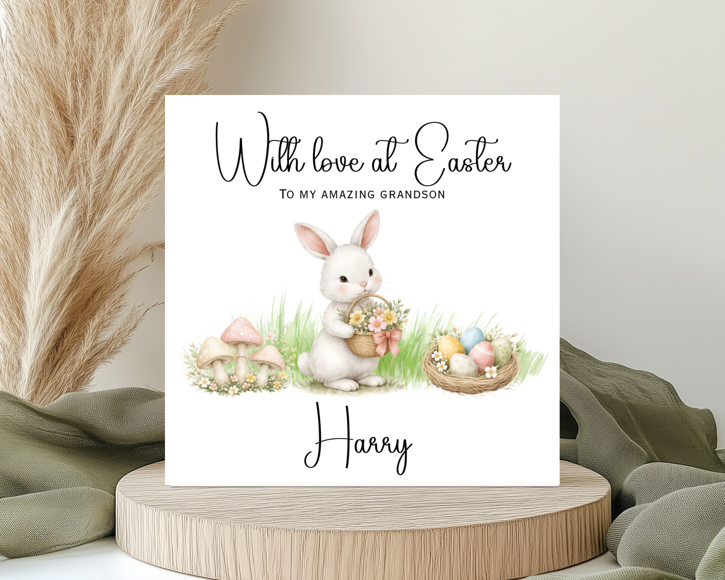 Personalised Rabbit Easter Card | Personalised For Grandson