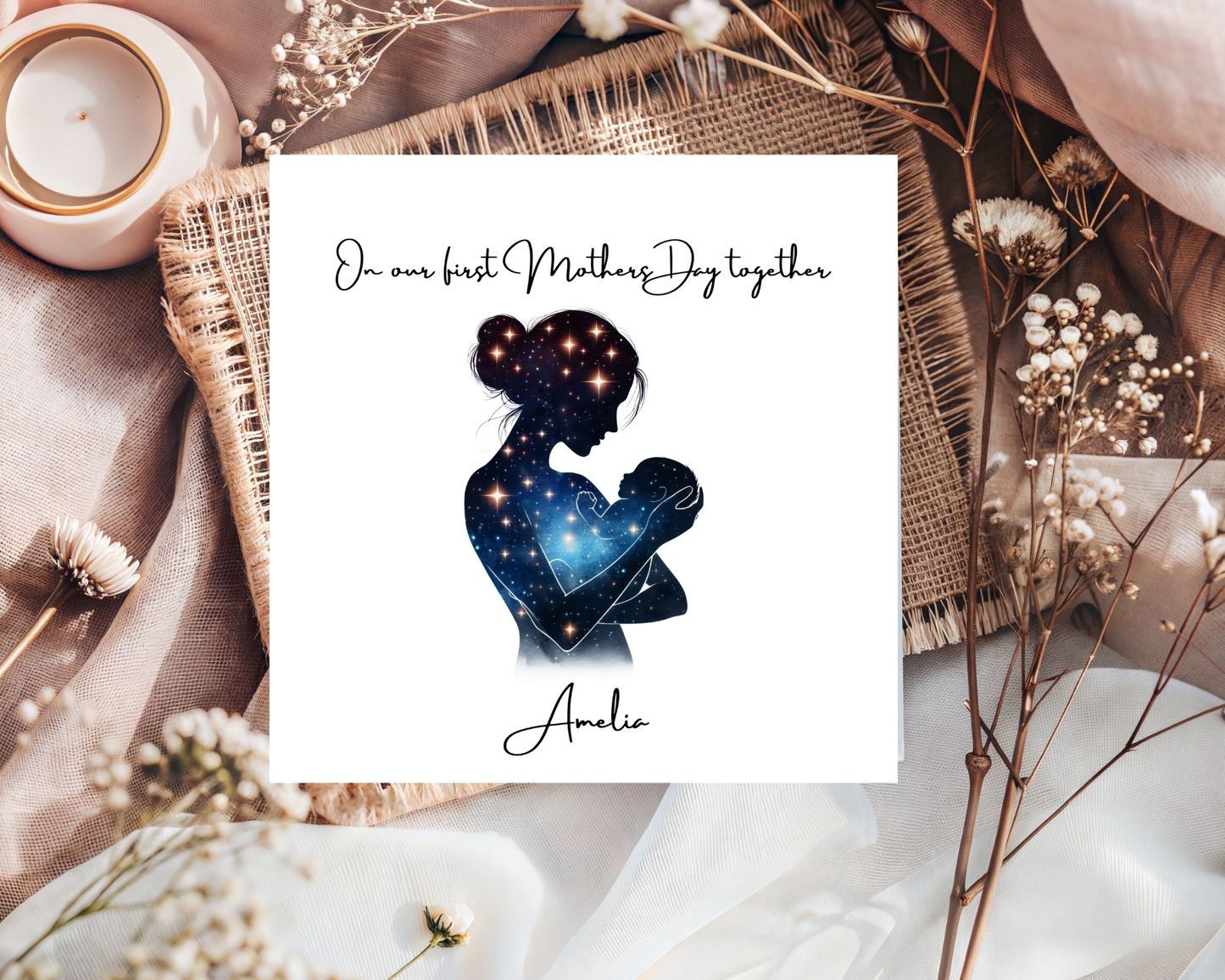 Custom Cosmic Galaxy On Our First Mother's Day Card